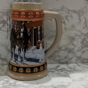 Vintage Budweiser Christmas Holiday Large Stein